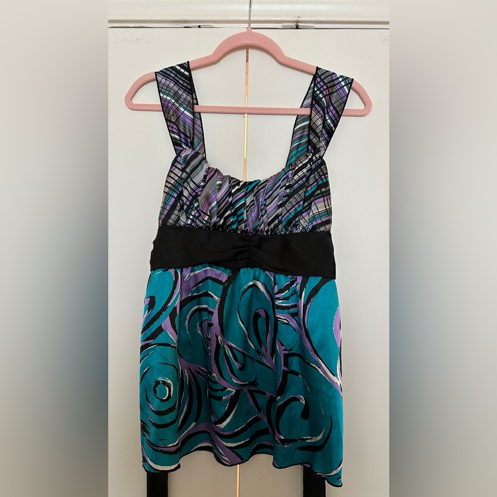 Speechless Teal, Purple & Black Striped Sleeveless Top